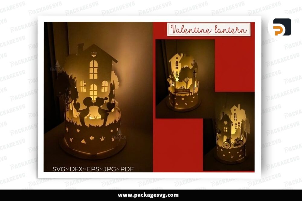 3D Valentine House Dome Lantern, SVG Paper Cut File LQG0RN9C (2)