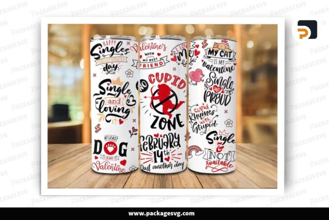 Anti Valentines Quotes Sublimation Design, 20oz Skinny Tumbler Wrap (2)