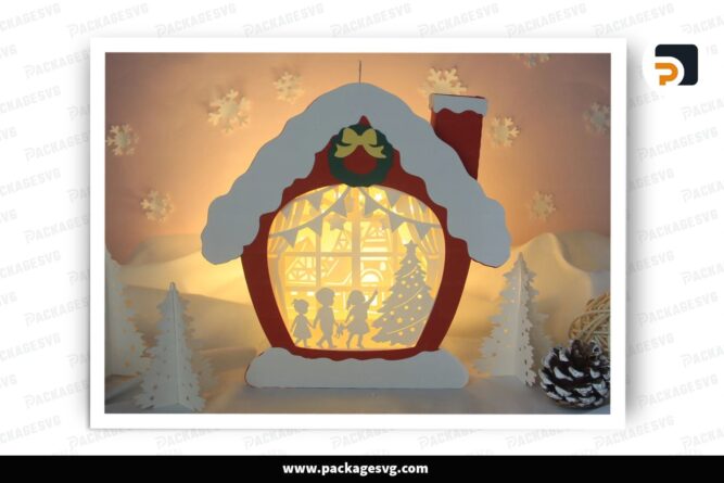 Children House Lantern, Christmas SVG Paper Cut File LQ4X4U46 (1)