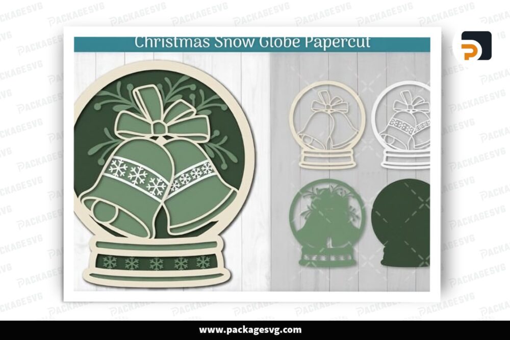 Christmas Bell Snow Globe, SVG Paper Cut File LQ4V5XCH (2)