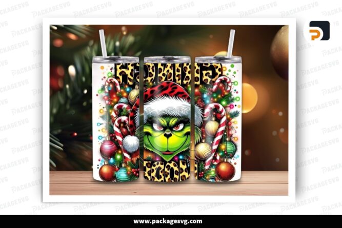 Christmas Grinch Mode Sublimation Design, 20oz Skinny Tumbler Wrap (1)