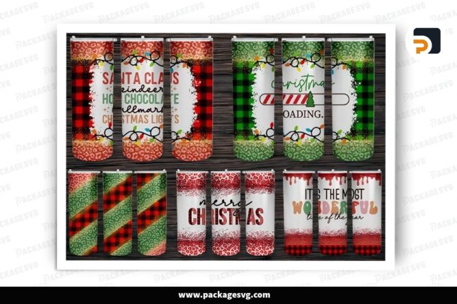 Christmas Sublimation Design Bundle, 5 20oz Skinny Tumbler Wrap