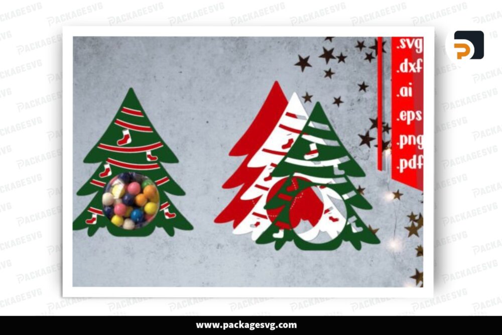 Christmas Tree Candy Holder, SVG Paper Cut File (2)