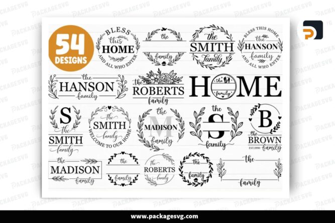 Family Name Monogram SVG Bundle, 54 Design Files (2)