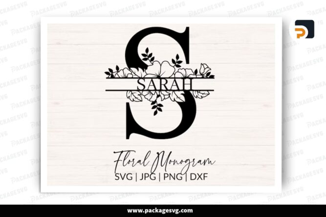 Floral Split Letters Monogram SVG Bundle, 26 Design File (2)