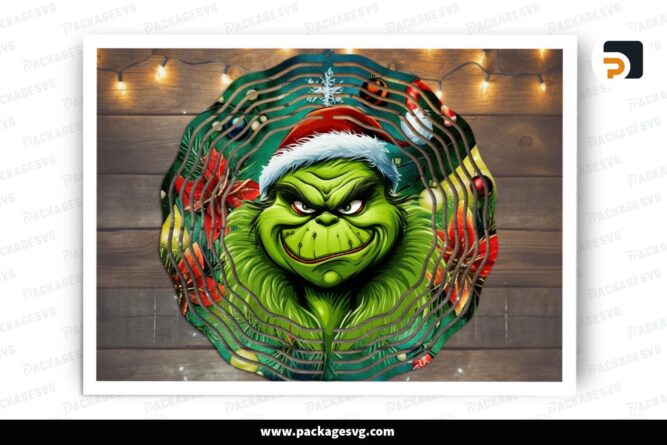 Gnome With Santa Hat Wind Spinner PNG, Christmas Sublimation Design (1)