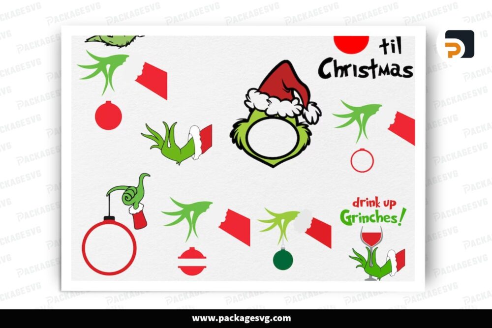 Grinch Hand Holding Ornament SVG Bundle, 20 Xmas Design Files (1)