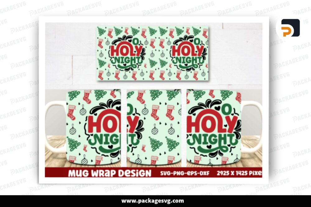 Holy Night SVG Cut Design, 11oz 15oz Skinny Mug Wrap LPUKARCZ (2)