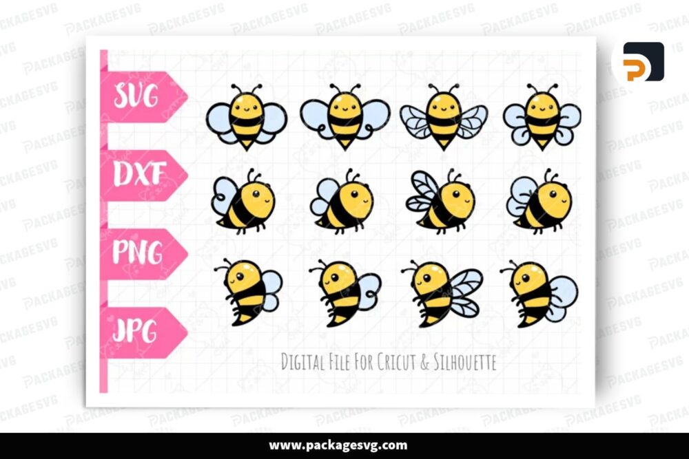 Honey Bee Layered SVG Bundle, 4 Design Cut Files LPPH9DMH