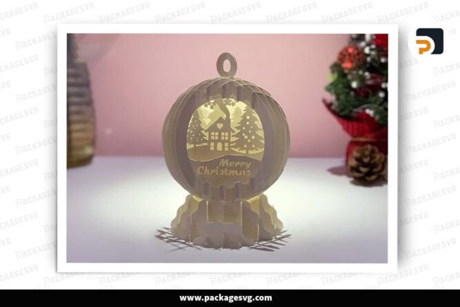 Merry Christmas Sphere Mini Pop Up, SVG Paper Cut File LQ3J5P3P (2)