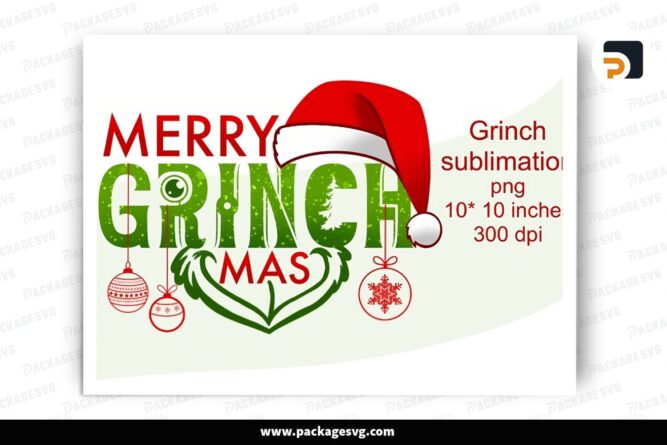 Merry Grinchmas Santa Hat, PNG Sublimation Design LQ4OGK20 (2)