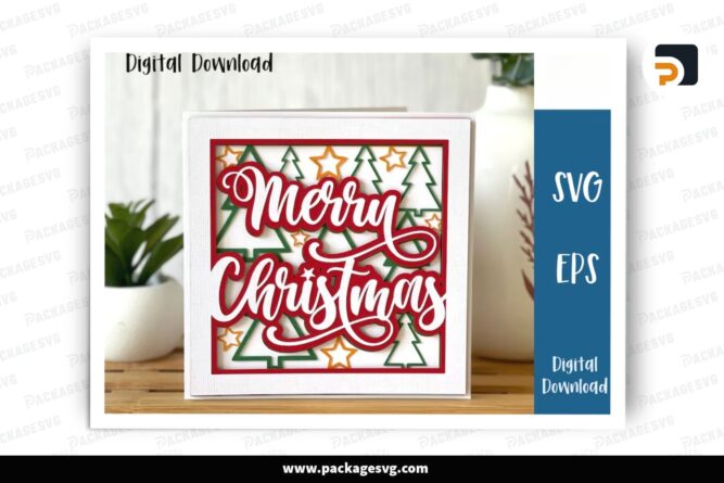 Merry Xmas Tree Card, Christmas SVG Paper Cut File LQ22VTZN (2)