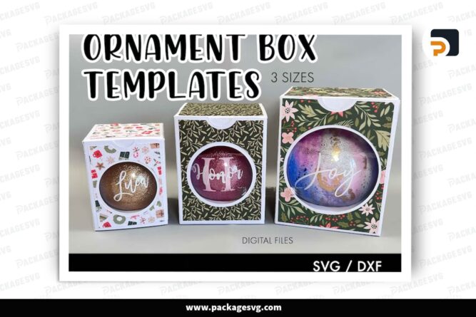 Ornament Gift Box SVG Bundle, 3 Christmas SVG Paper Cut File (2)