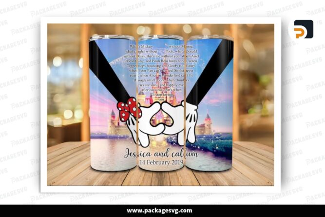 Personalized Cartoon Valentine Sublimation Design, 20oz Skinny Tumbler Wrap (1)