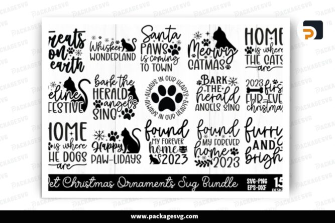 Pet Christmas Ornament SVG Bundle, 15 Xmas Design Files LPWAB99A (1)