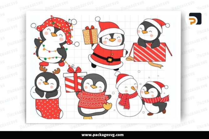 Santa Penguin SVG Bundle, 7 Christmas Design Files (2)