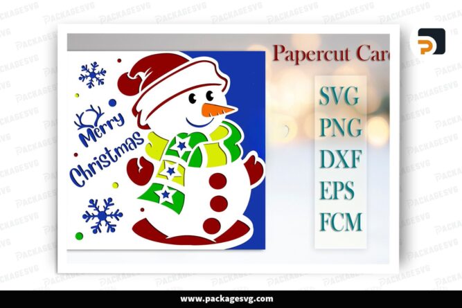 Snowman Card, Christmas SVG Paper Cut File LQ37Q5YC (2)