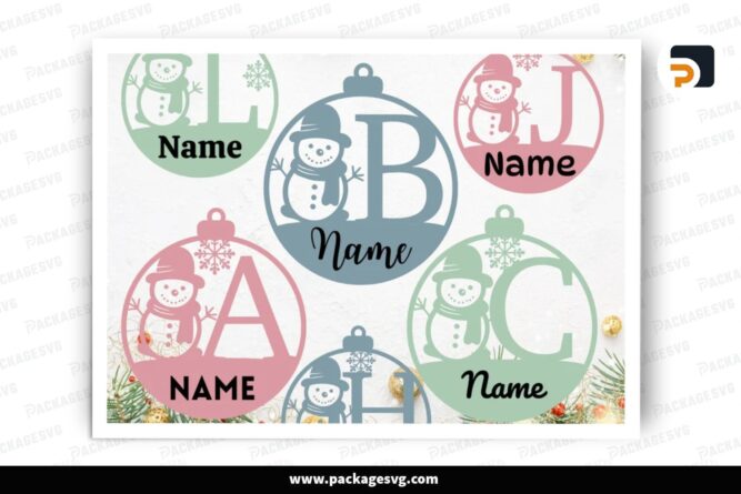 Snowman Custom Name SVG Bundle, 26 Christmas Design Files (2)