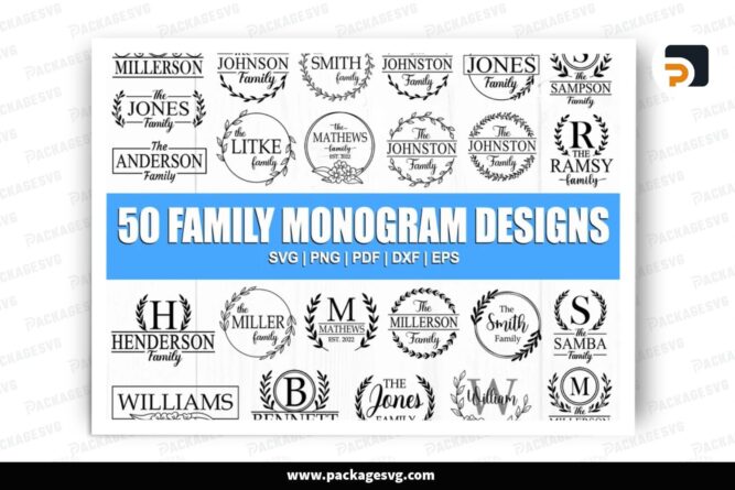 Welcome Sign Family Monogram SVG Bundle, 50 Design Files (2)