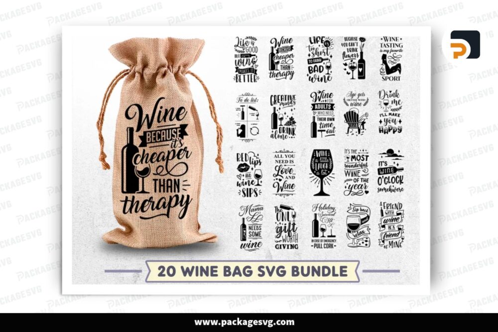 Wine Bag SVG Bundle, 20 Design Files LQ35ZF8T (2)