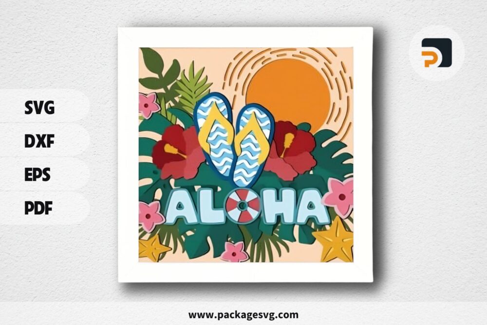 3D Aloha Summer Shadowbox, SVG Paper Cut File LR8WDTDT (1)