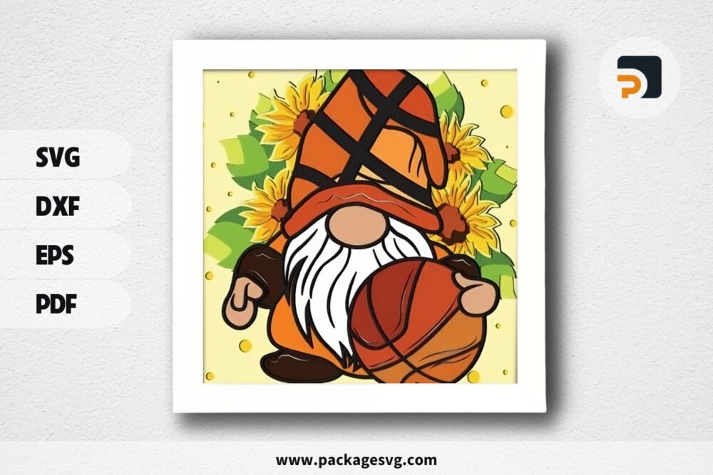 3D Basketball Gnome Shadowbox, SVG Paper Cut File LR721Z9T (1)