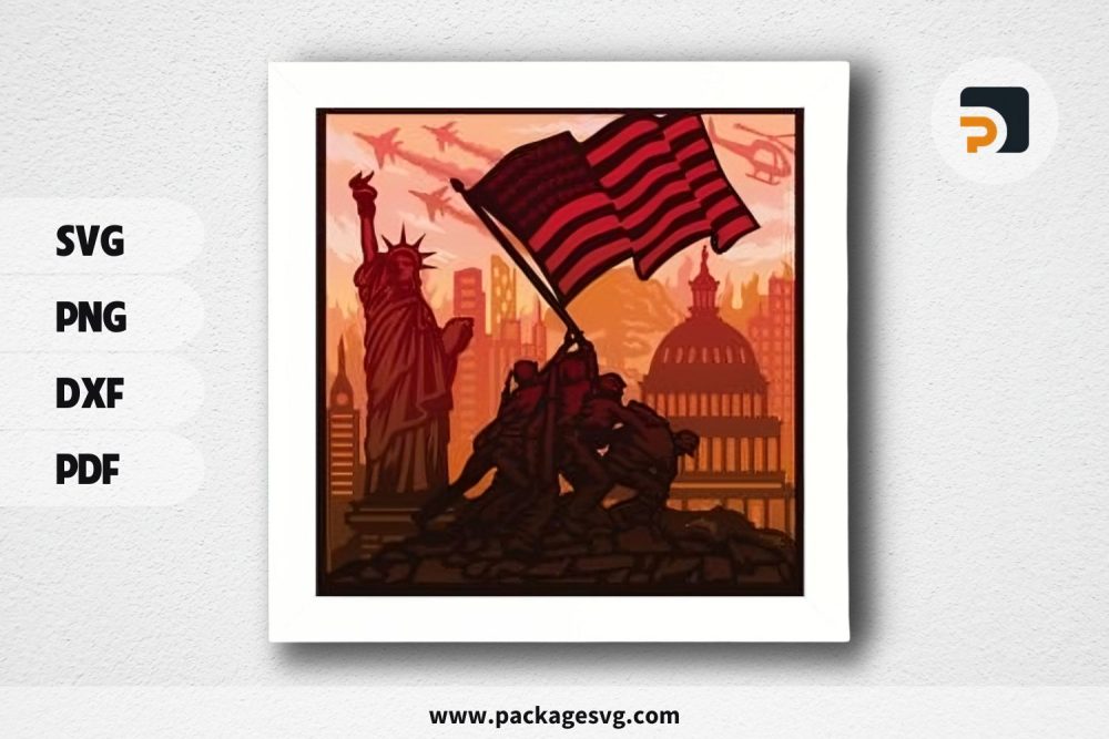 3D Marines Shadowbox, America SVG Paper Cut File LS2OKX0H (1)