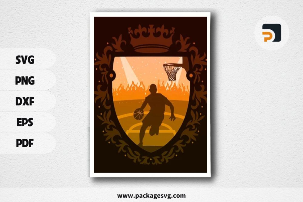 Basketball Sport Lightbox, SVG Paper Cut File (2)