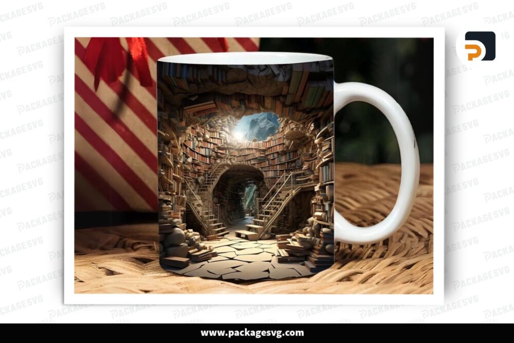 Book World Sublimation Design, 11oz 15oz Skinny Mug Wrap