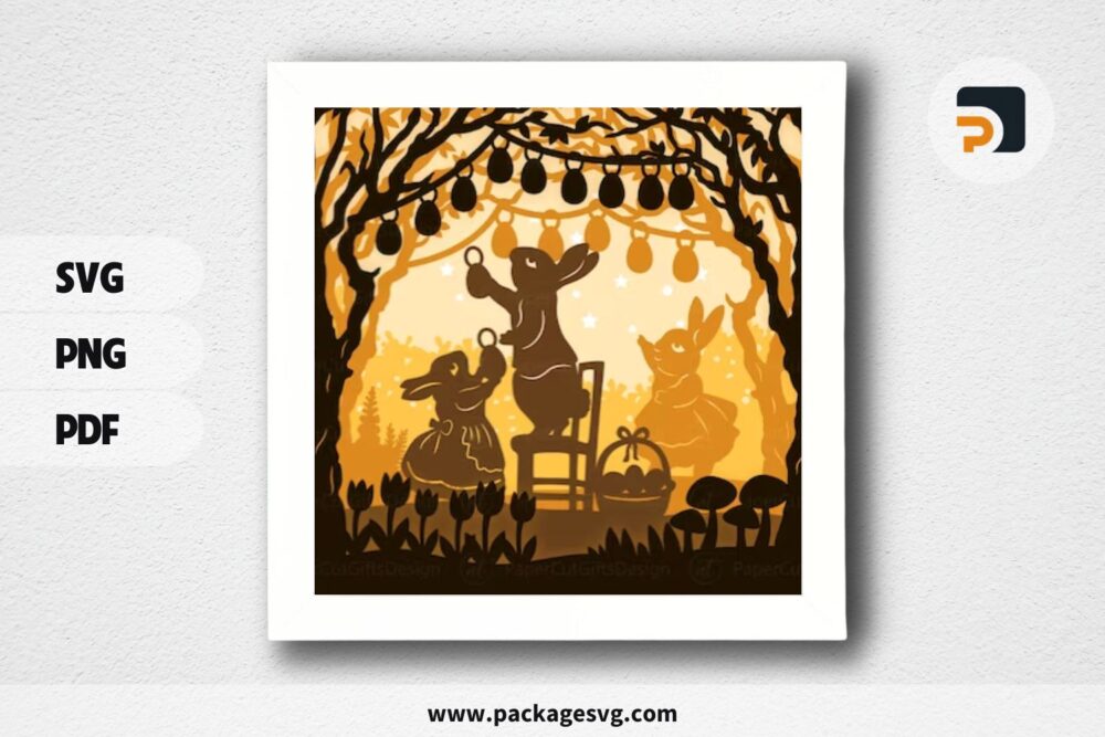 Bunny Family Lightbox, SVG Paper Cut File LRPQ7308 (1)