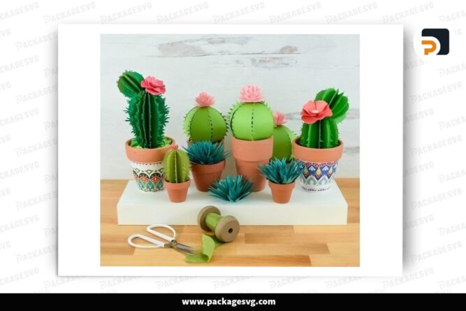 Cactus Plants Template, SVG Paper Cut File LREFMRT6 (2)