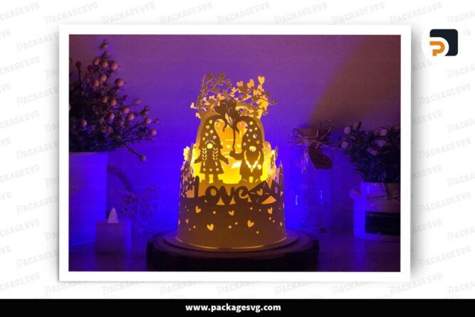 Couple Gnome Dome Lantern, Valentine SVG Paper Cut File (3)