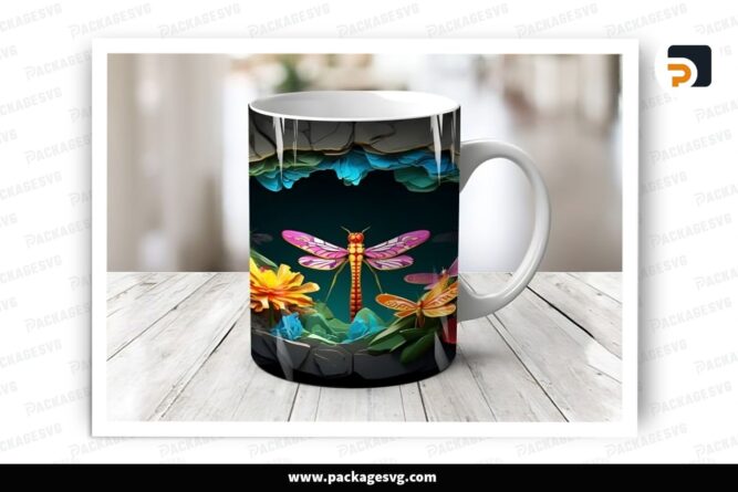 Dragonfly Sublimation Design, 11oz 15oz Skinny Mug Wrap LR8LXBRA (2)