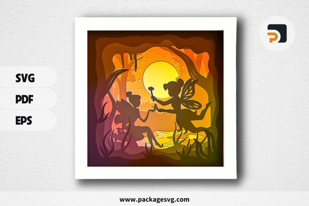 Fairy Moon Lightbox, SVG Paper Cut File (1)