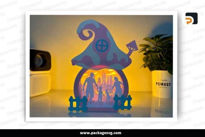 Family Mushroom Lantern, Valentine SVG Paper Cut File (5)