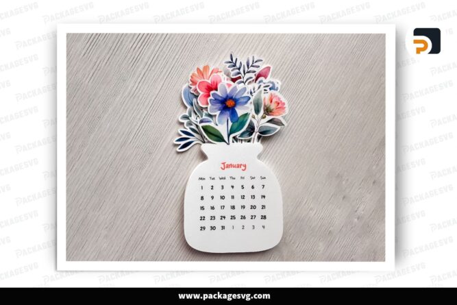 Flowers Desk Calendar, 2024 Printable Template (2)