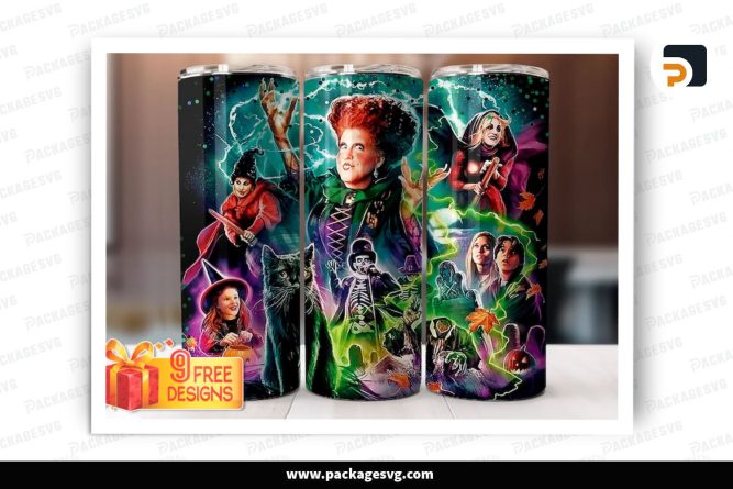 Hocus Pocus Sublimation Design, 20oz Movie Skinny Tumbler Wrap (1)