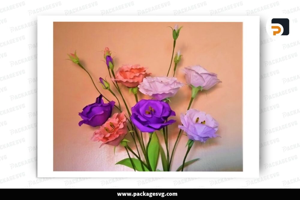 Lisianthus Flower Templates, SVG Paper Cut File LRBGWV8O (2)