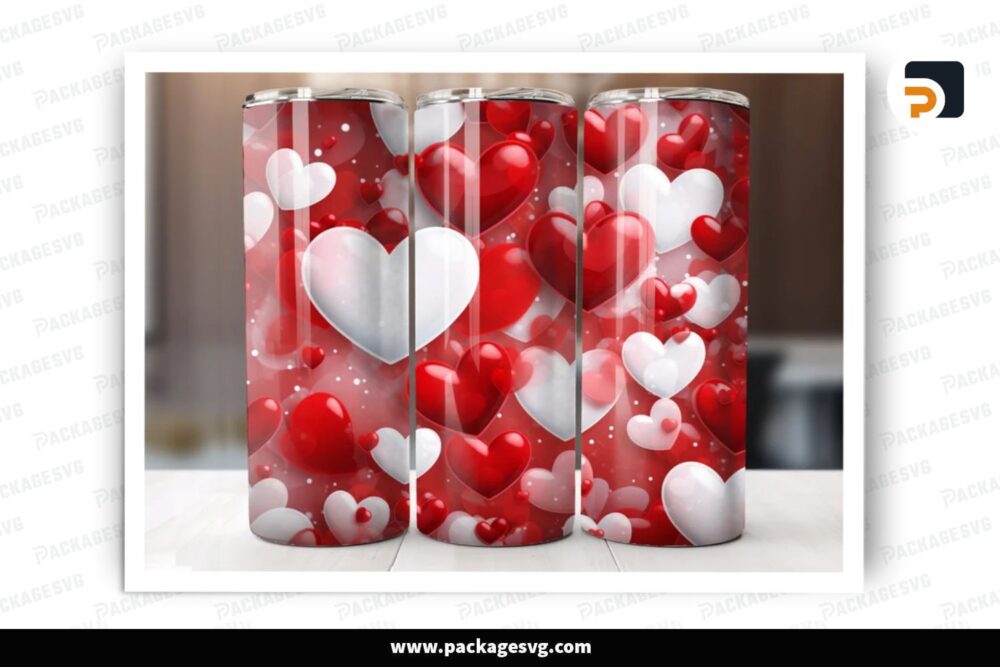 Love Heart Sublimation Design, 20oz Valentine Skinny Tumbler Wrap (2)