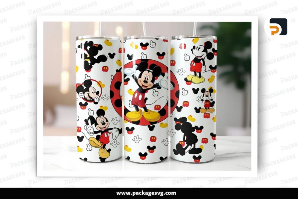 Mickey Says Hello Sublimation Design, 20oz Cartoon Skinny Tumbler Wrap (1)