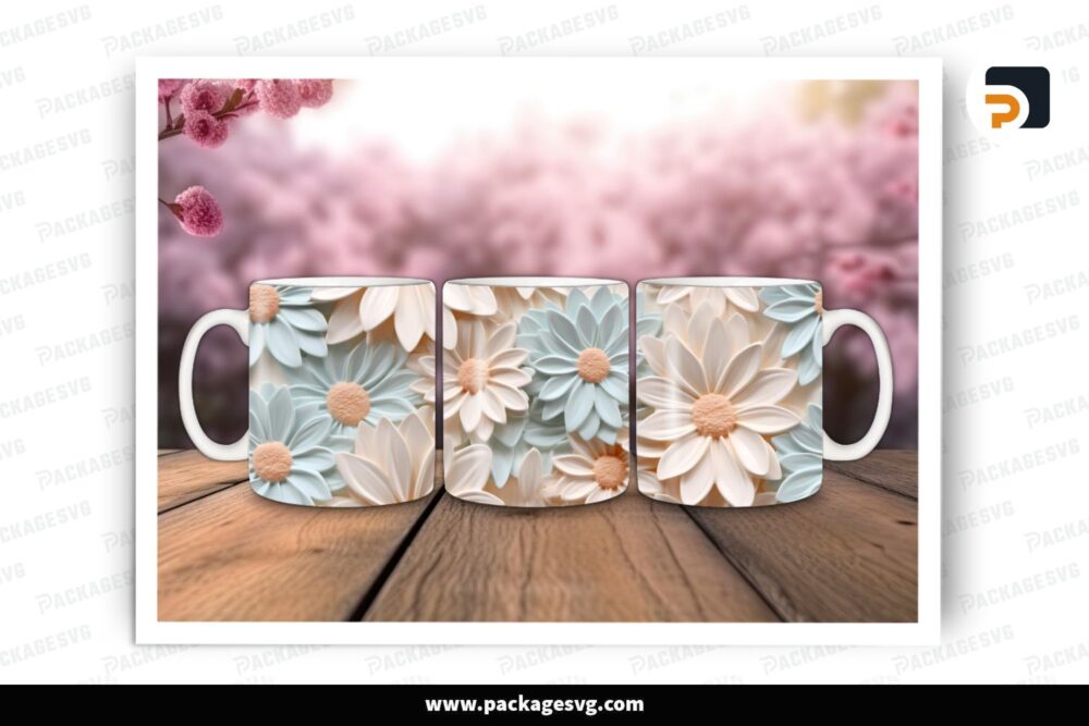 Pastel Daisy Sublimation Design, 11oz 15oz Skinny Mug Wrap LRUFZYNK