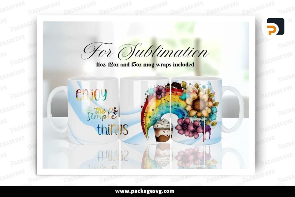 Rainbow Quote Sublimation Design, 11oz 12oz 15oz Skinny Mug Wrap (2)