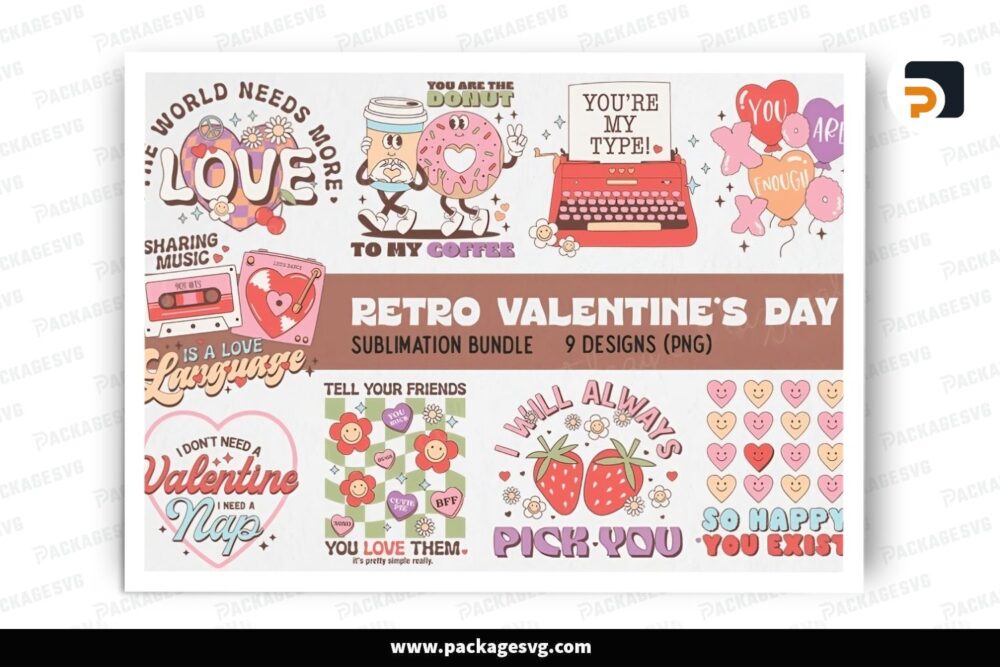 Retro Valentine’s Day Bundle, 9 PNG Sublimation Designs LR1H3386 (4)