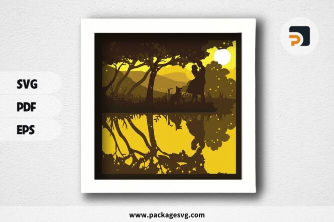 Valentine Pair Lightbox, Couple SVG Paper Cut File (1)