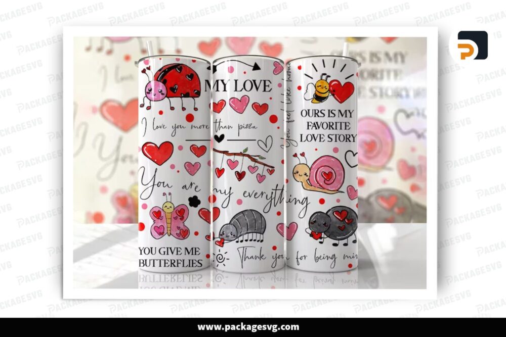 Valentine Quotes Sublimation Design, 20oz Skinny Tumbler Wrap (2)