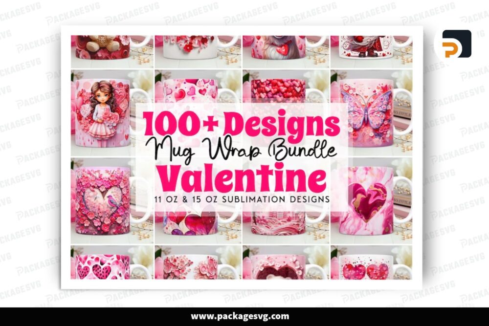 Valentine Sublimation Bundle, 100 11oz 15oz Skinny Mug Wrap (4)