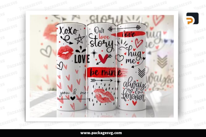 Valentines Sublimation Design, 20oz Skinny Tumbler Wrap (2)