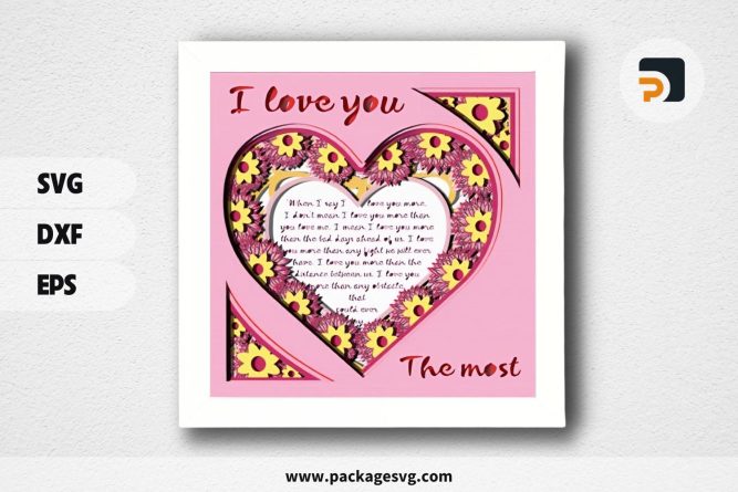 3D I Love You The Most Shadowbox, Love Heart SVG Paper Cut File LS8NK0EK (2)