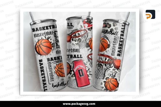 Basketball Sport Sublimation Design, 20oz Skinny Tumbler Wrap (1)