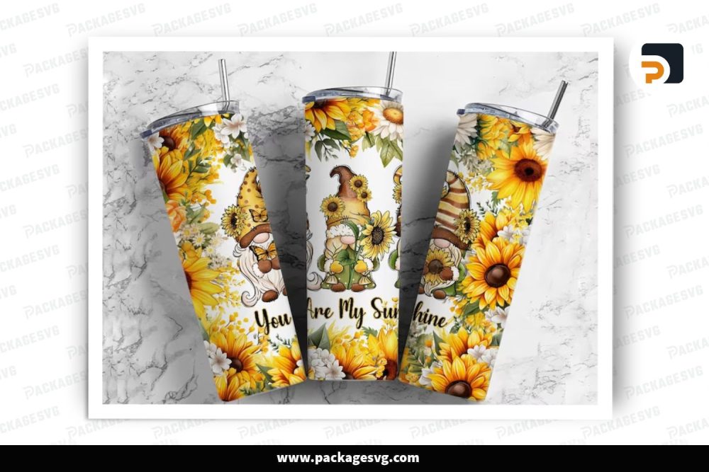 Gnomes Sunshine Sublimation Design, 20oz Skinny Tumbler Wrap (1)